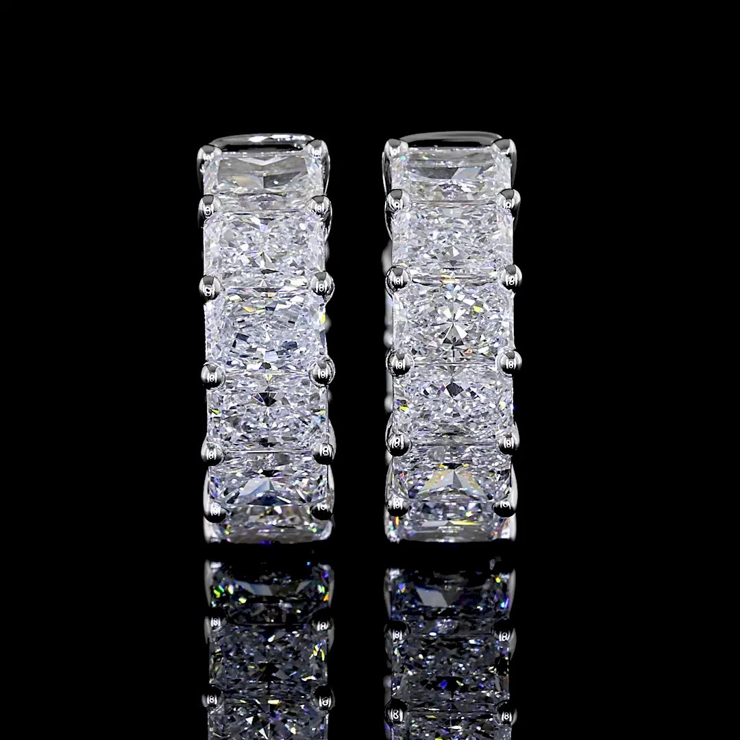 3.26 Cts 14k White Gold Radiant Shape Huggies Earring