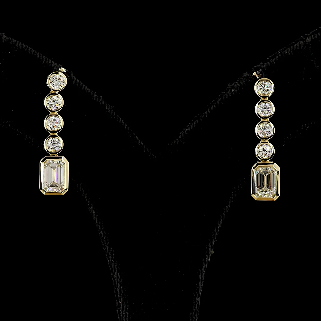 2.55 Cts 14k Yellow Gold Mix Shape Hanging Earring