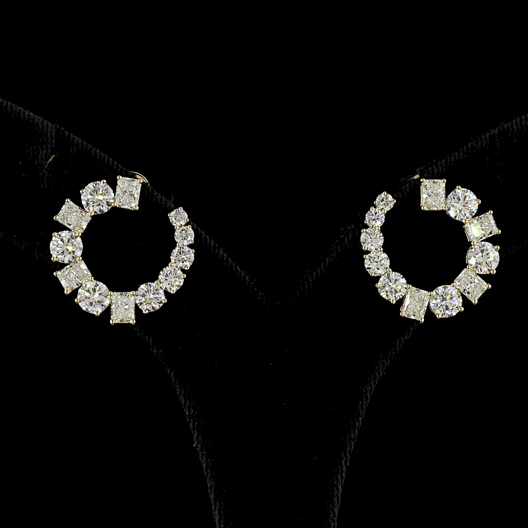 5.31 Cts 18k Yellow Gold Mix Shape Crawler Earring