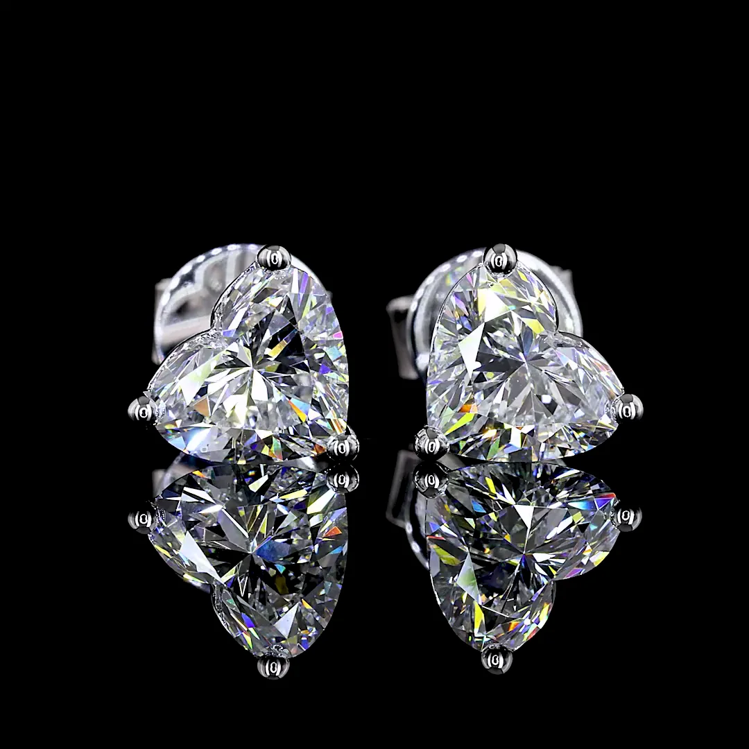 1.46 Cts 14k White Gold Heart Shape Studs Earring