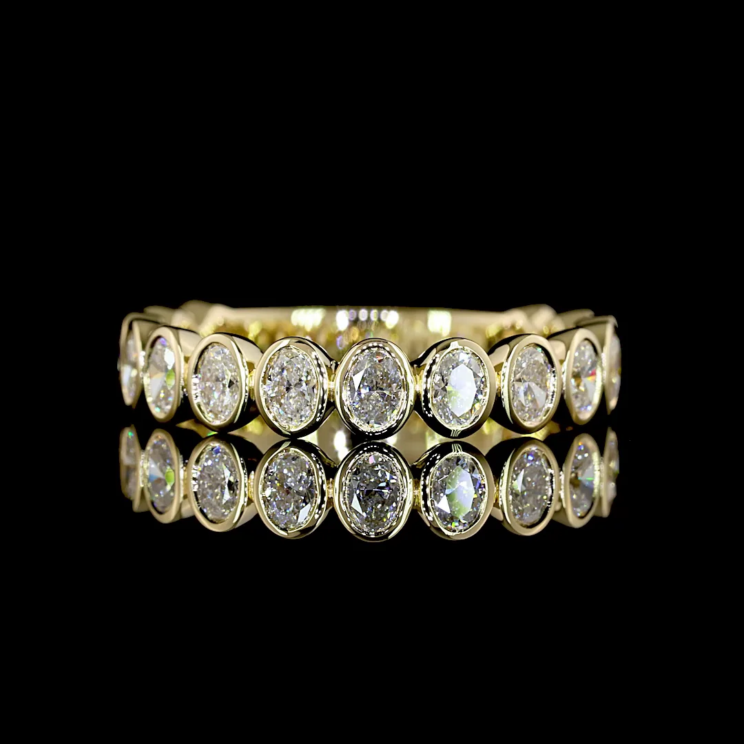 1.07 Cts 14k Yellow Gold Oval Shape 3/4 Band Eternity Band