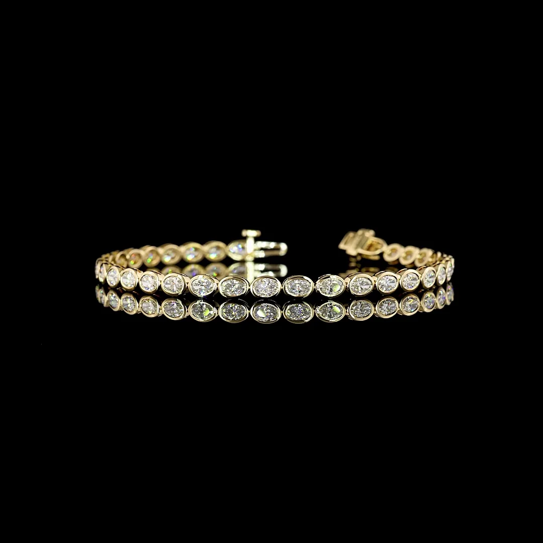 4.17 Cts 14k Yellow Gold Oval Shape Tennis Bracelet