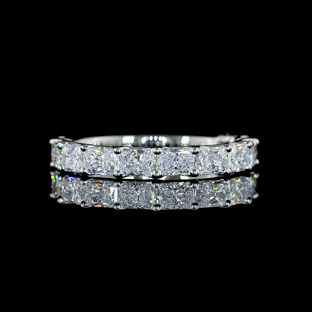 1.29 Cts Platinum Radiant Shape 3/4 Band Eternity Band