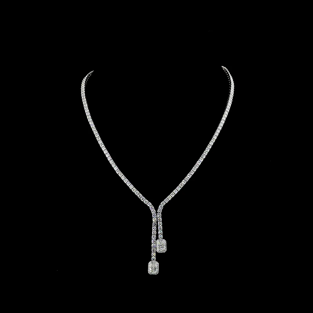 14.7 Cts 14k White Gold Mix Shape Lariat Necklace