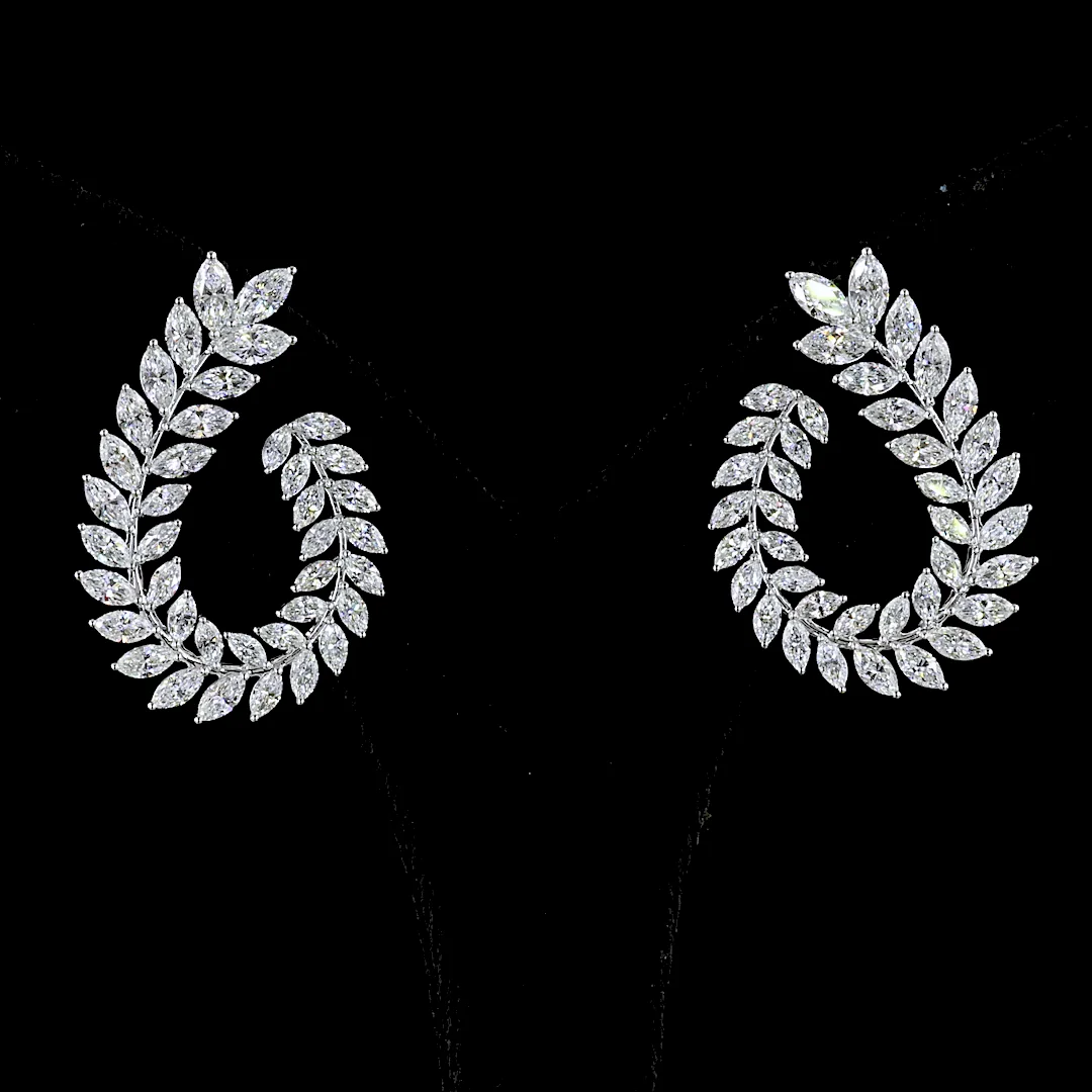 5.44 Cts 14k White Gold Marquise Shape Crawler Earring