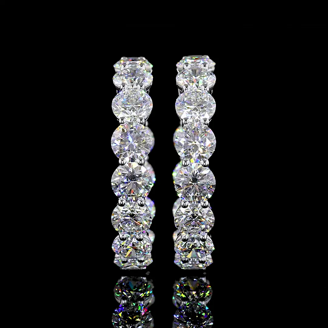 12.17 Cts 14k White Gold Round Shape Hoops Earring