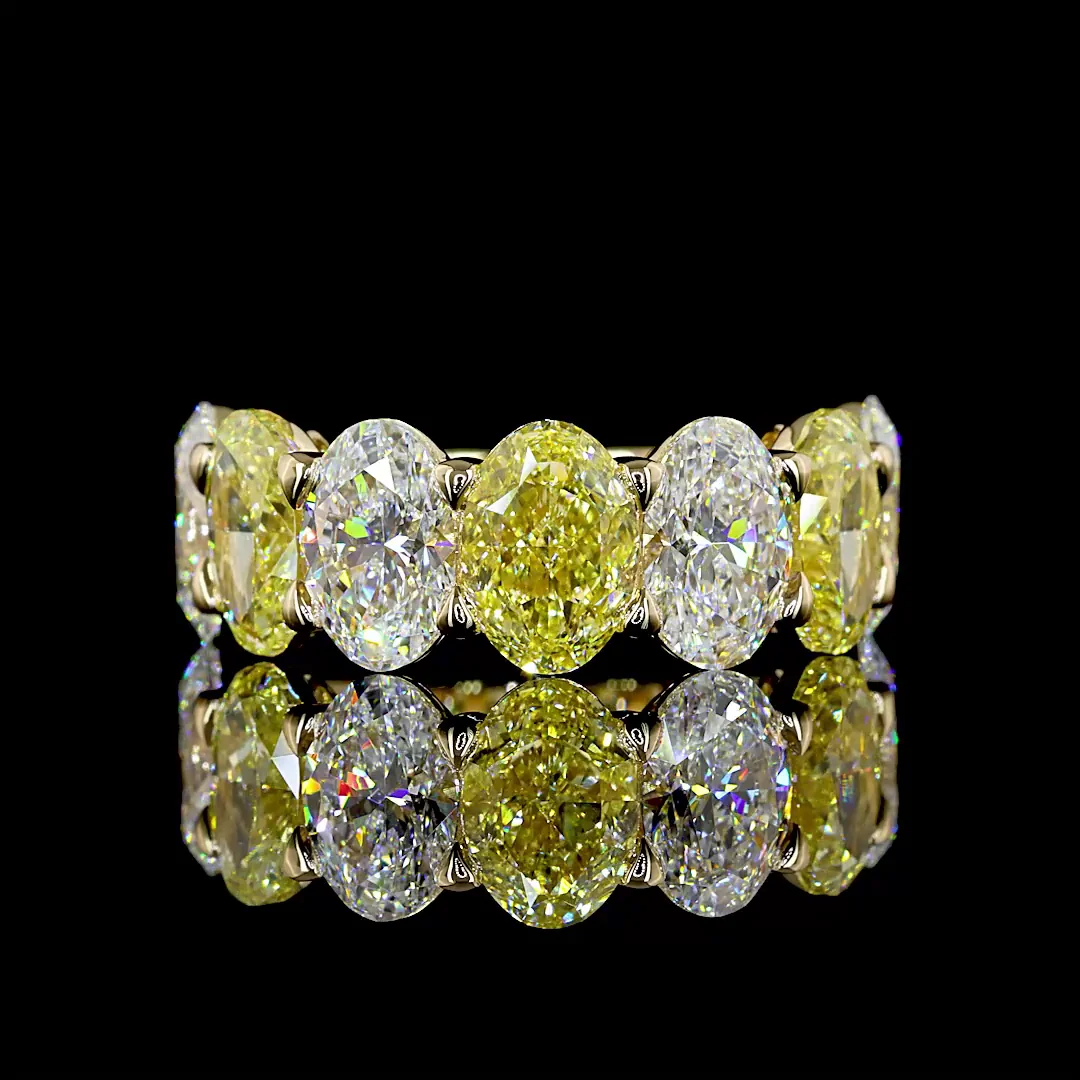 7.92 Cts 14k Yellow Gold Oval Shape 7 Stones Eternity Band