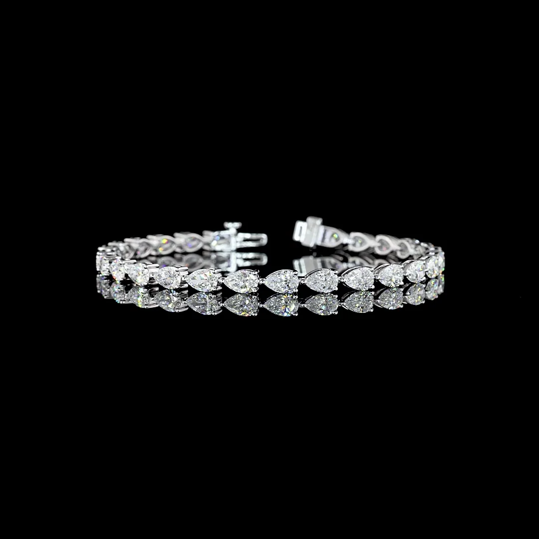 9.21 Cts 14k White Gold Pear Shape Tennis Bracelet