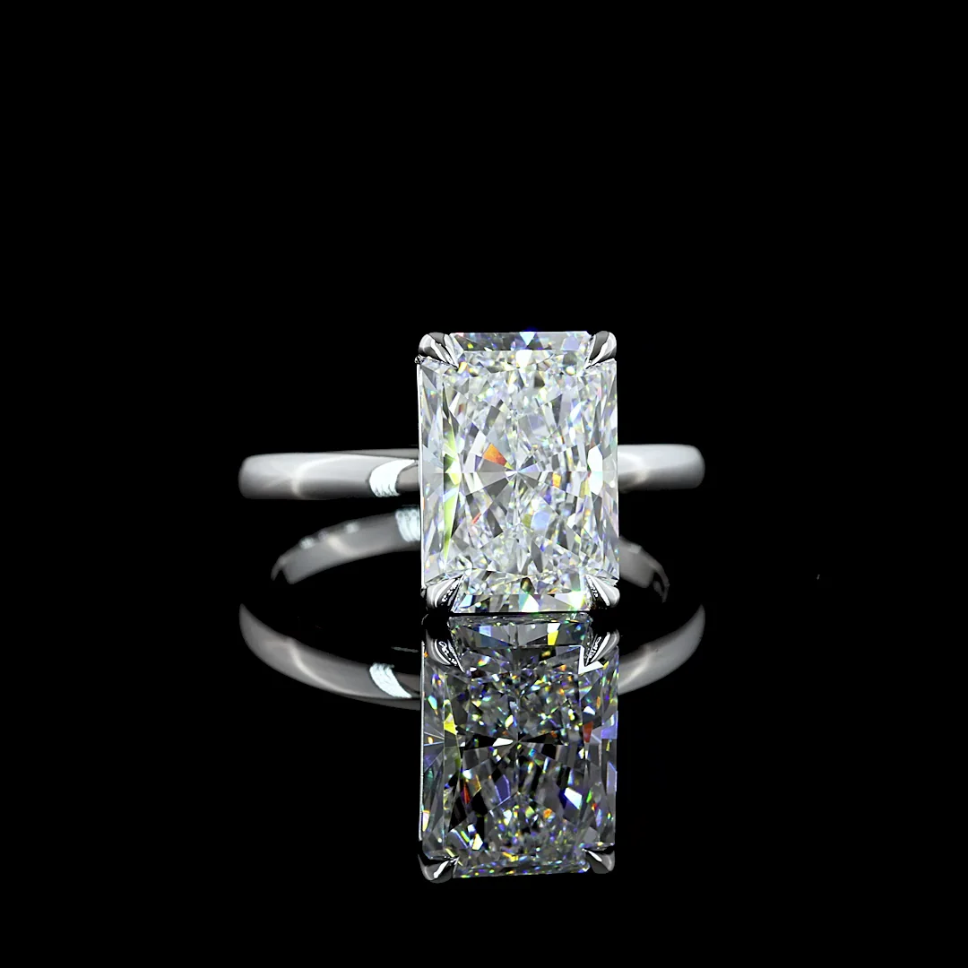 4.14 Cts 14k White Gold Radiant Shape Solitaire Ring