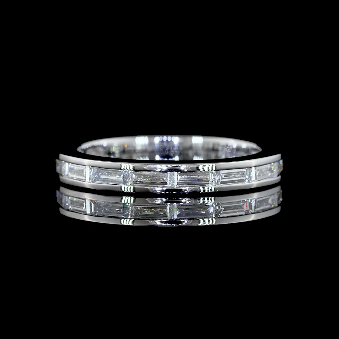 0.83 Cts 14k White Gold Baguette Shape 3/4 Band Eternity Band