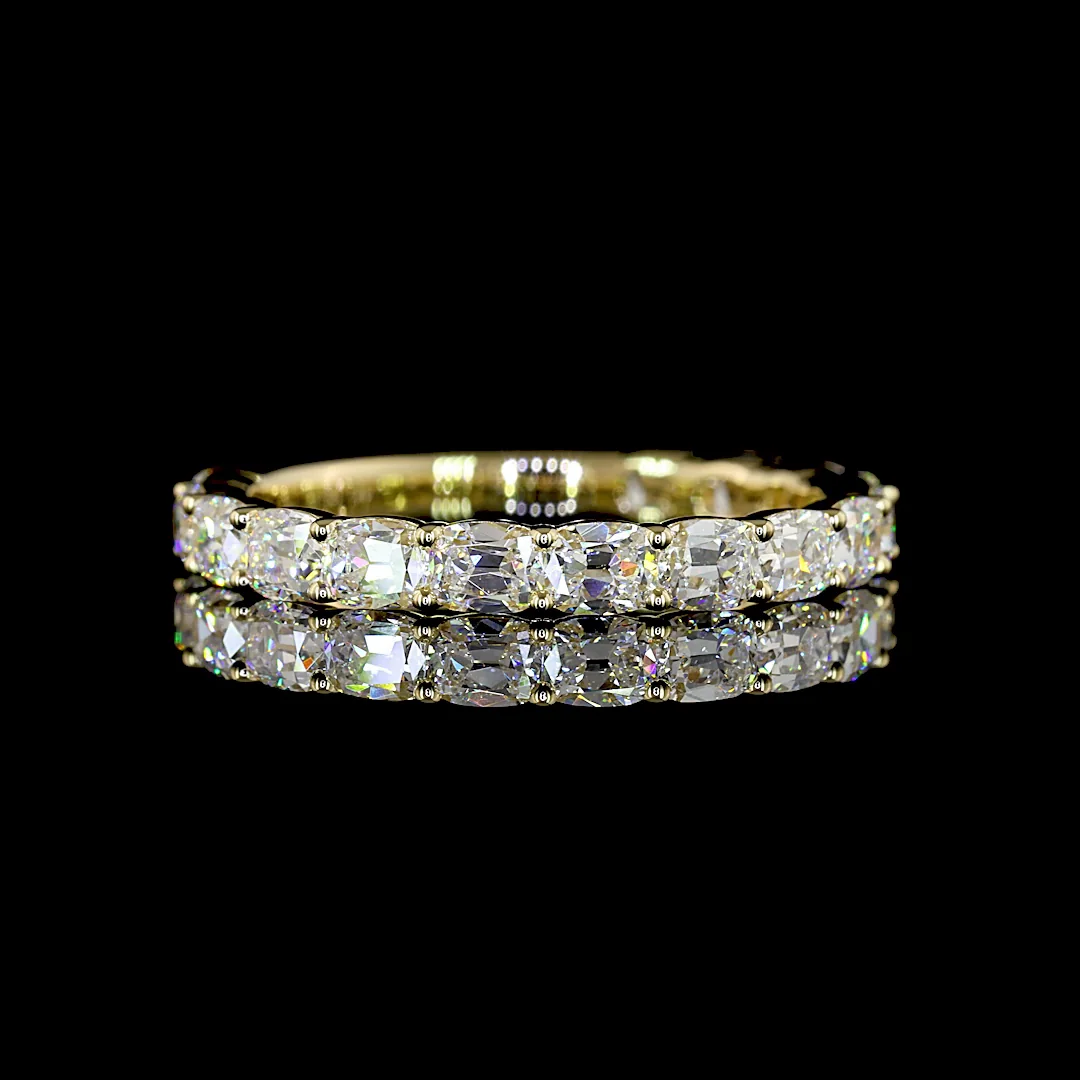 1.67 Cts 14k Yellow Gold Antique Cushion Shape 3/4 Band Eternity Band