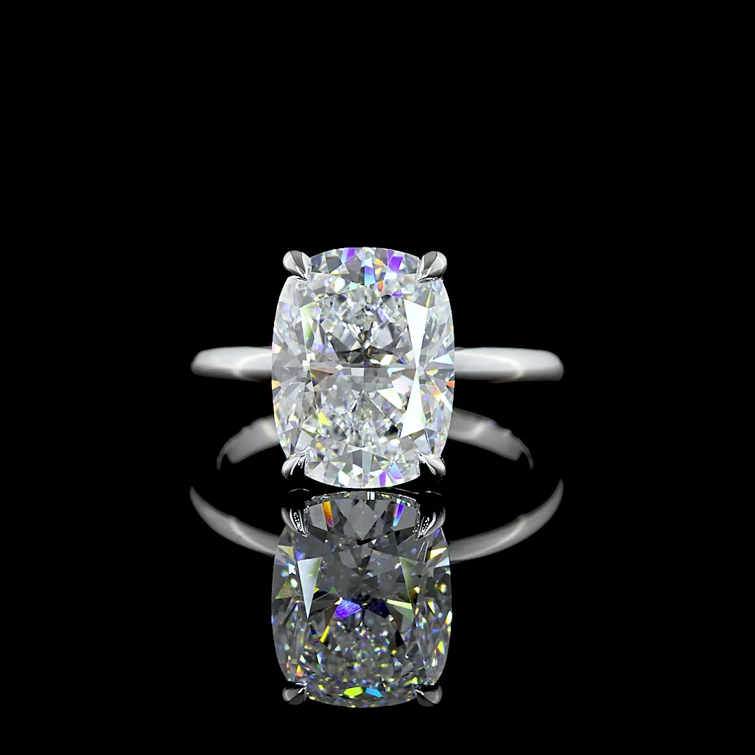 5.1 Cts 14k White Gold Cushion Brilliant Shape Solitaire Ring