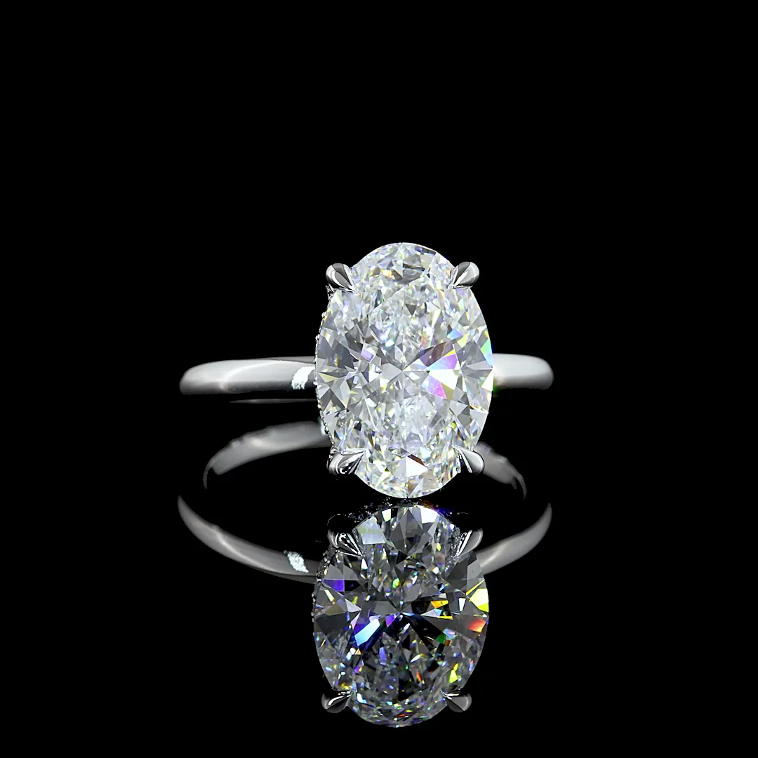 4.16 Cts 14k White Gold Oval Shape Hidden Halo Ring