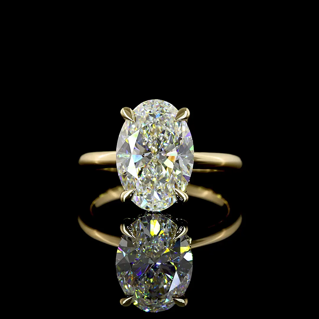 4.22 Cts 14k Yellow Gold Oval Shape Hidden Halo Ring