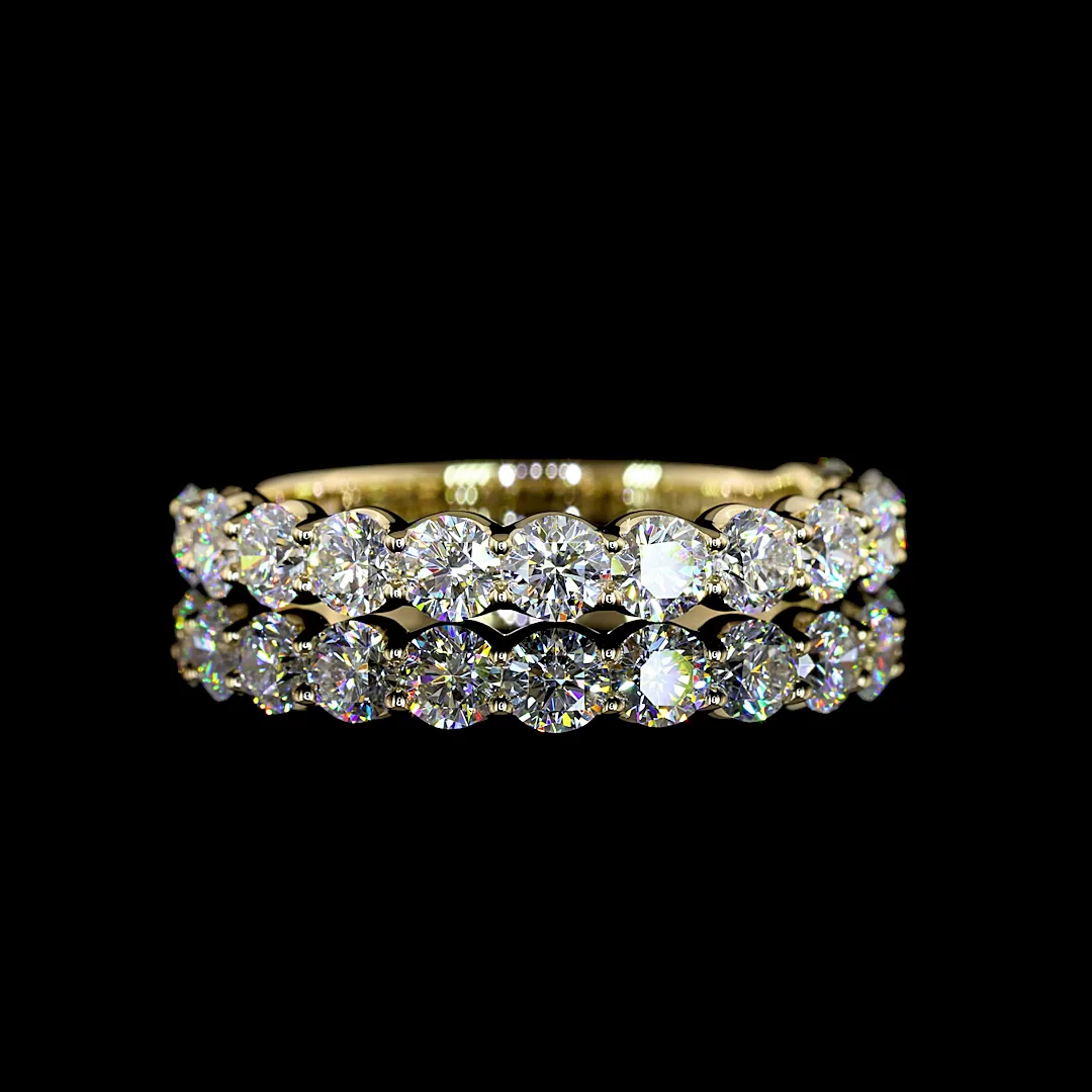 1.21 Cts 14k Yellow Gold Round Shape 3/4 Band Eternity Band