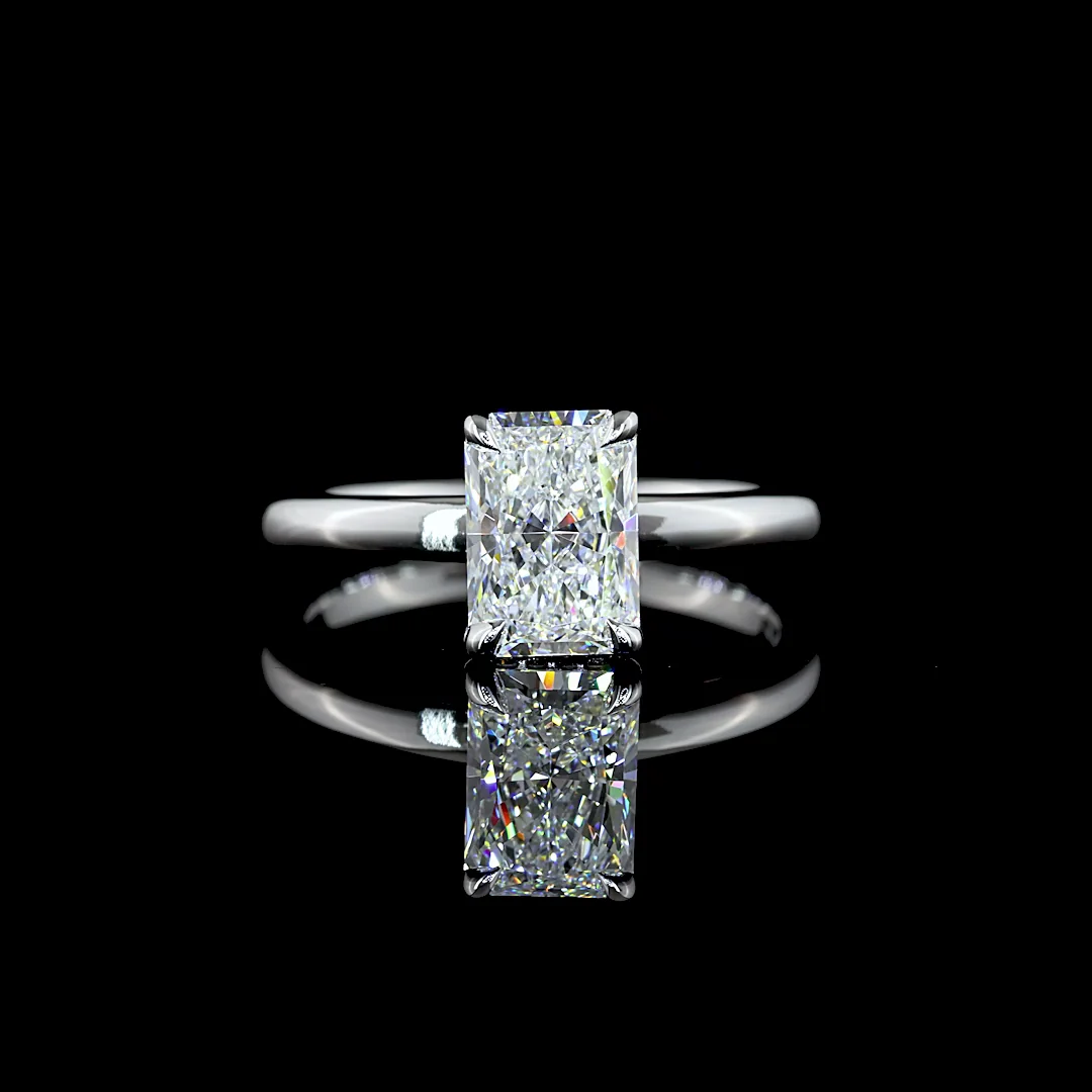 1.6 Cts 14k White Gold Radiant Shape Hidden Halo Ring