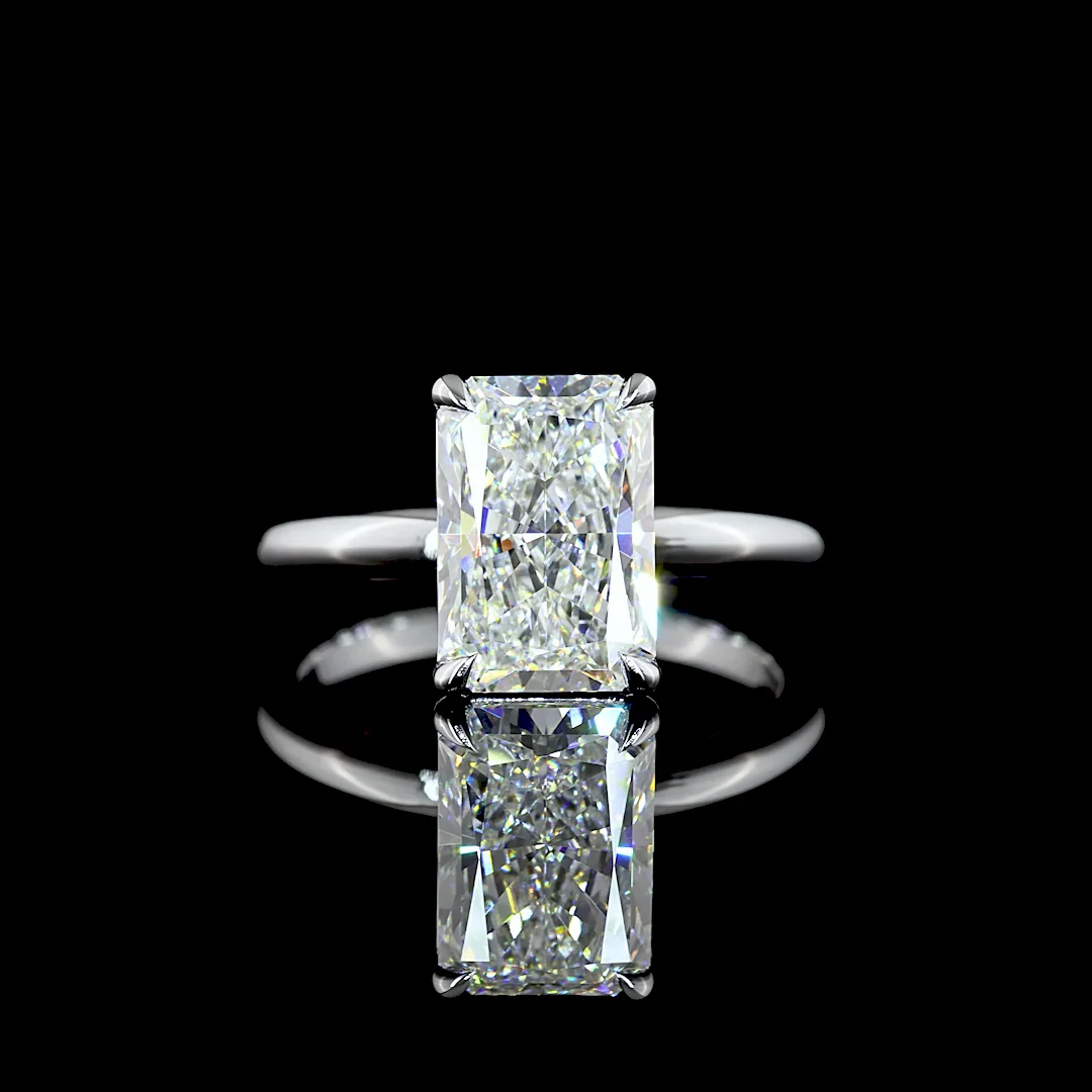 3.04 Cts 14k White Gold Radiant Shape Solitaire Ring