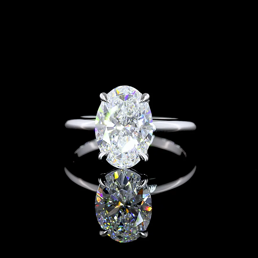 3.06 Cts 14k White Gold Oval Shape Solitaire Ring
