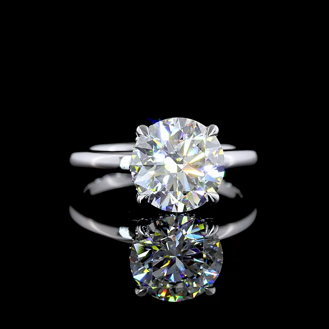 3.2 Cts 14k White Gold Round Shape Hidden Halo Ring