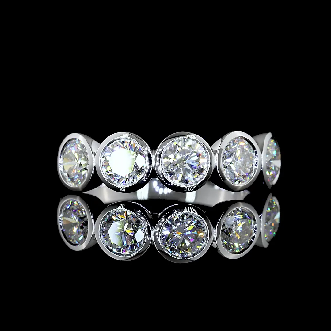 2.05 Cts 14k White Gold Round Shape 5 Stones Eternity Band