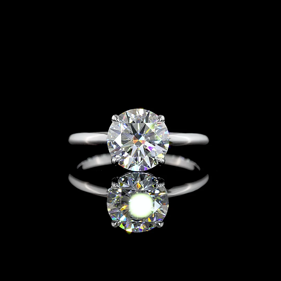 2 Cts 14k White Gold Round Shape Solitaire Ring