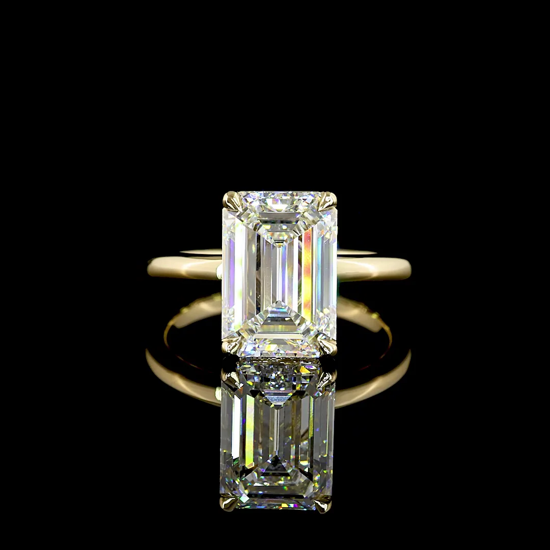 5.02 Cts 14k Yellow Gold Emerald Shape Solitaire Ring