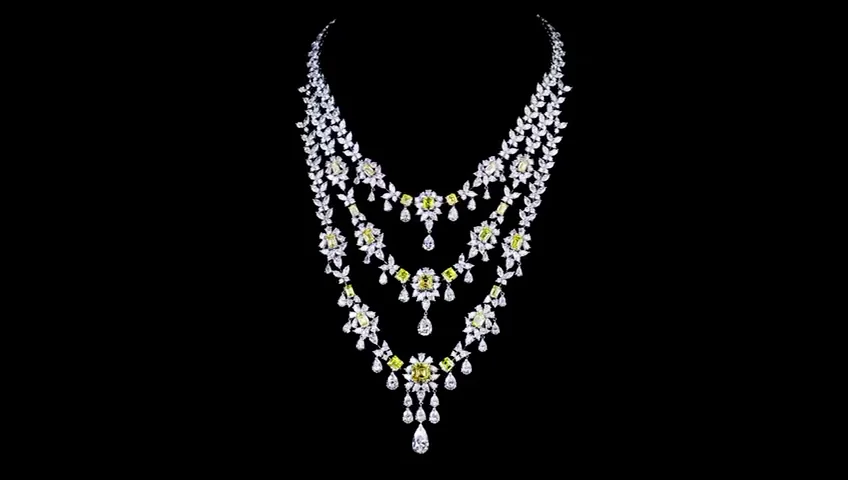 115.95 Cts 18k White Gold Mix Shape Special Necklace