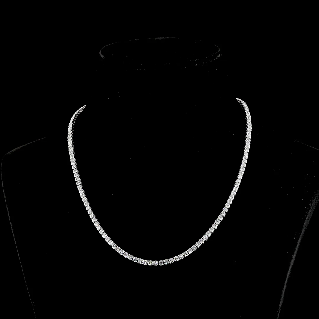 13.76 Cts 14k White Gold Round Shape Tennis Necklace
