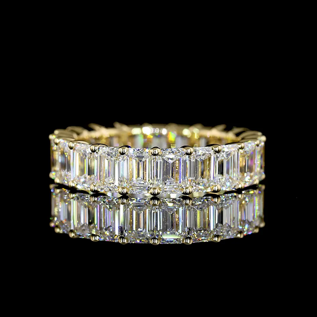 4.57 Cts 14k Yellow Gold Emerald Shape Eternity Band Eternity Band