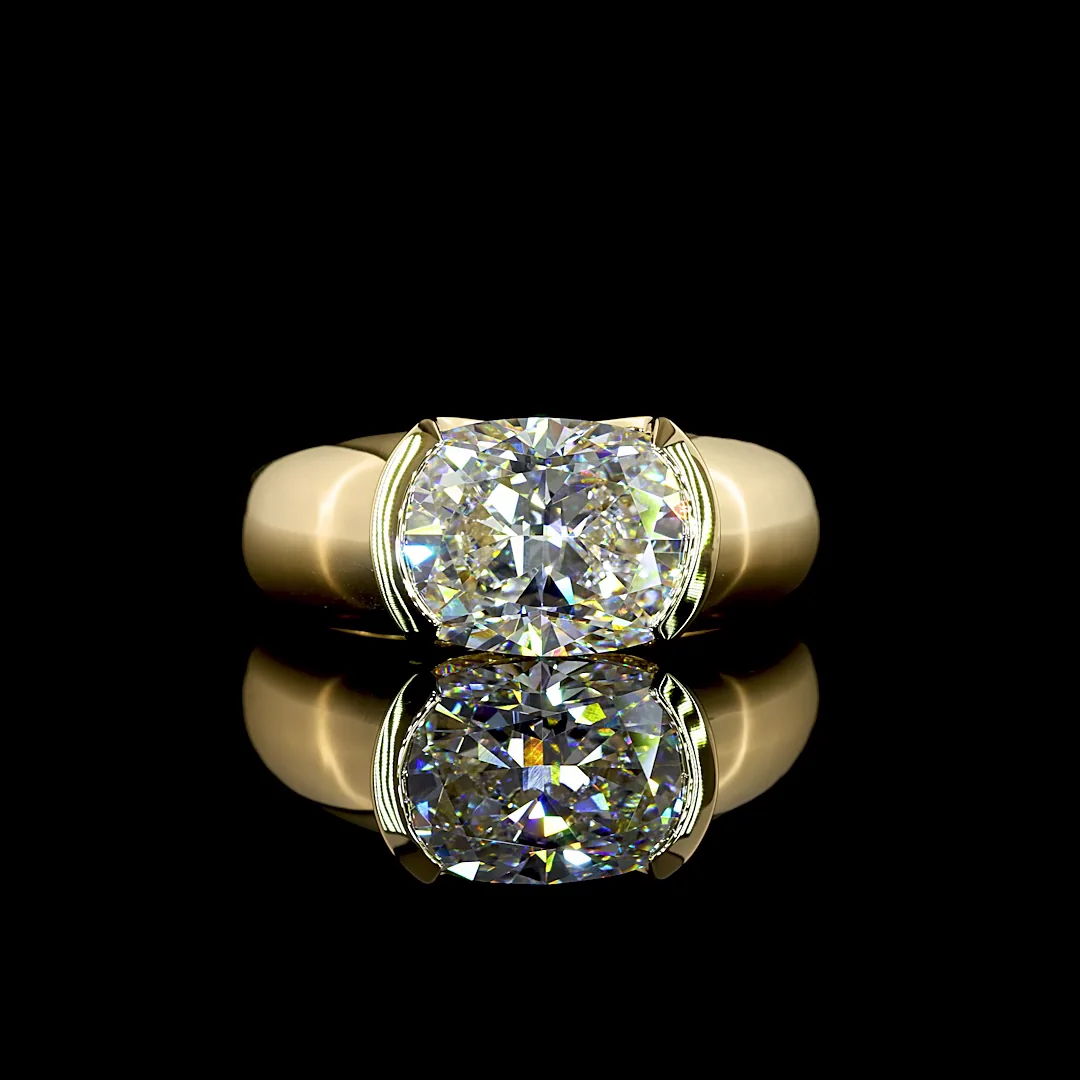 3.04 Cts 14k Yellow Gold Cushion Brilliant Shape Solitaire Ring