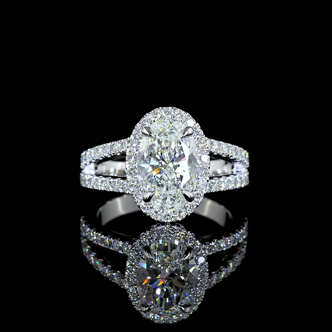 1.99 Cts 14k White Gold Oval Shape Split Shank Ring
