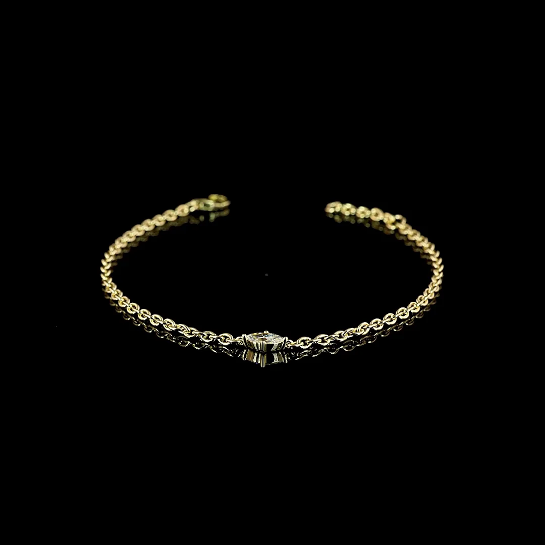 0.24 Cts 14k Yellow Gold Marquise Shape Station Bracelet