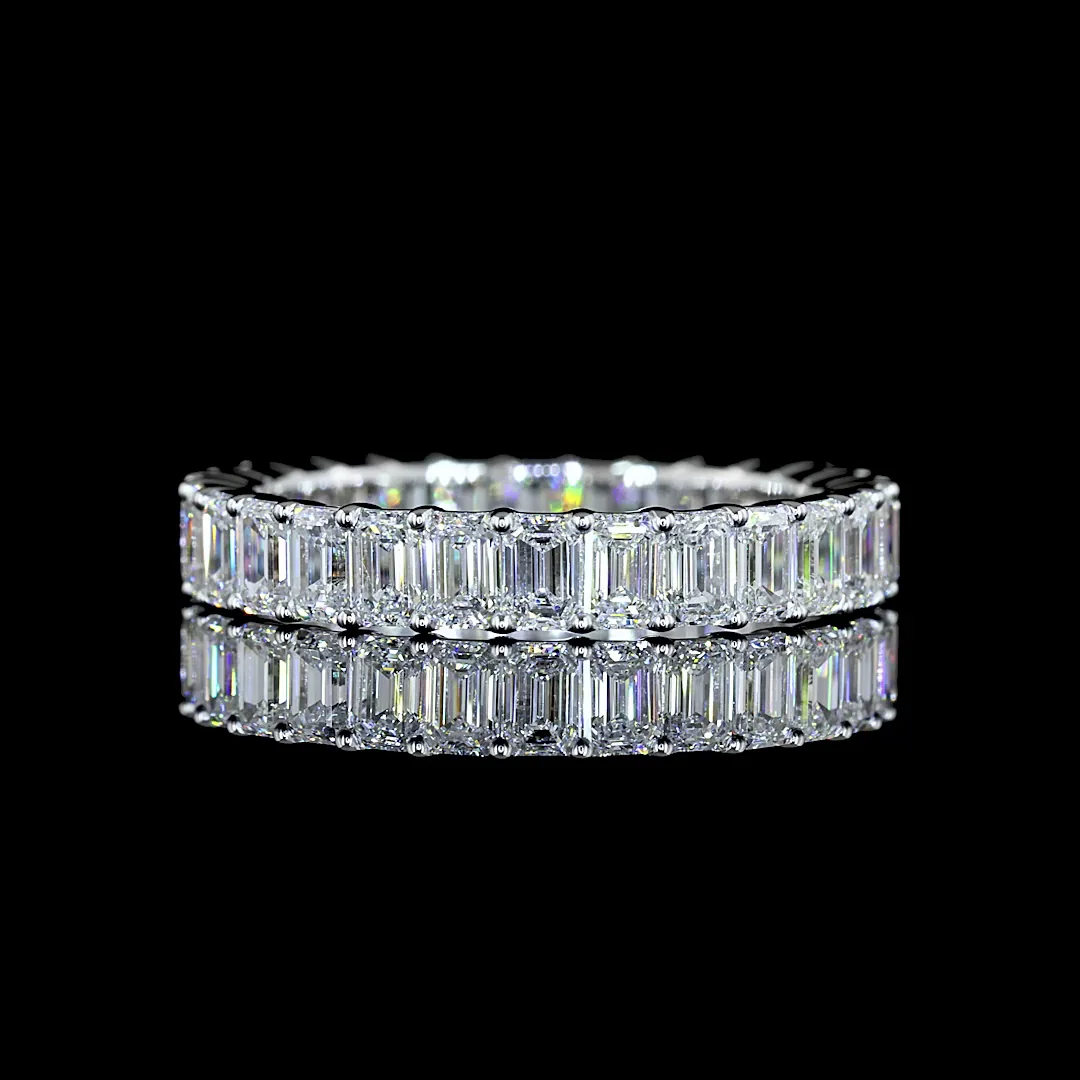 2.51 Cts 14k White Gold Emerald Shape Eternity Band Eternity Band