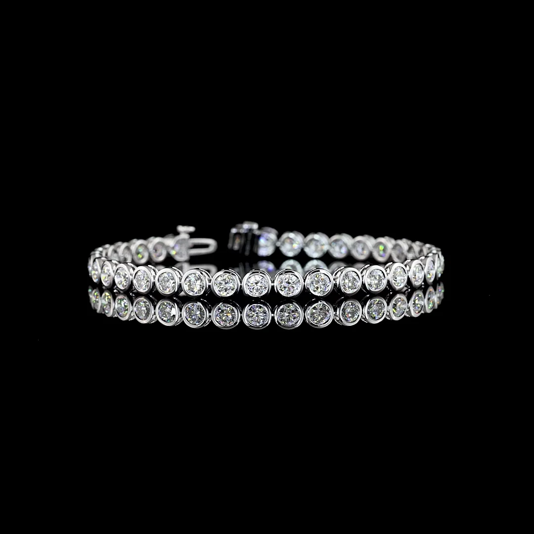 7.21 Cts 14k White Gold Round Shape Tennis Bracelet
