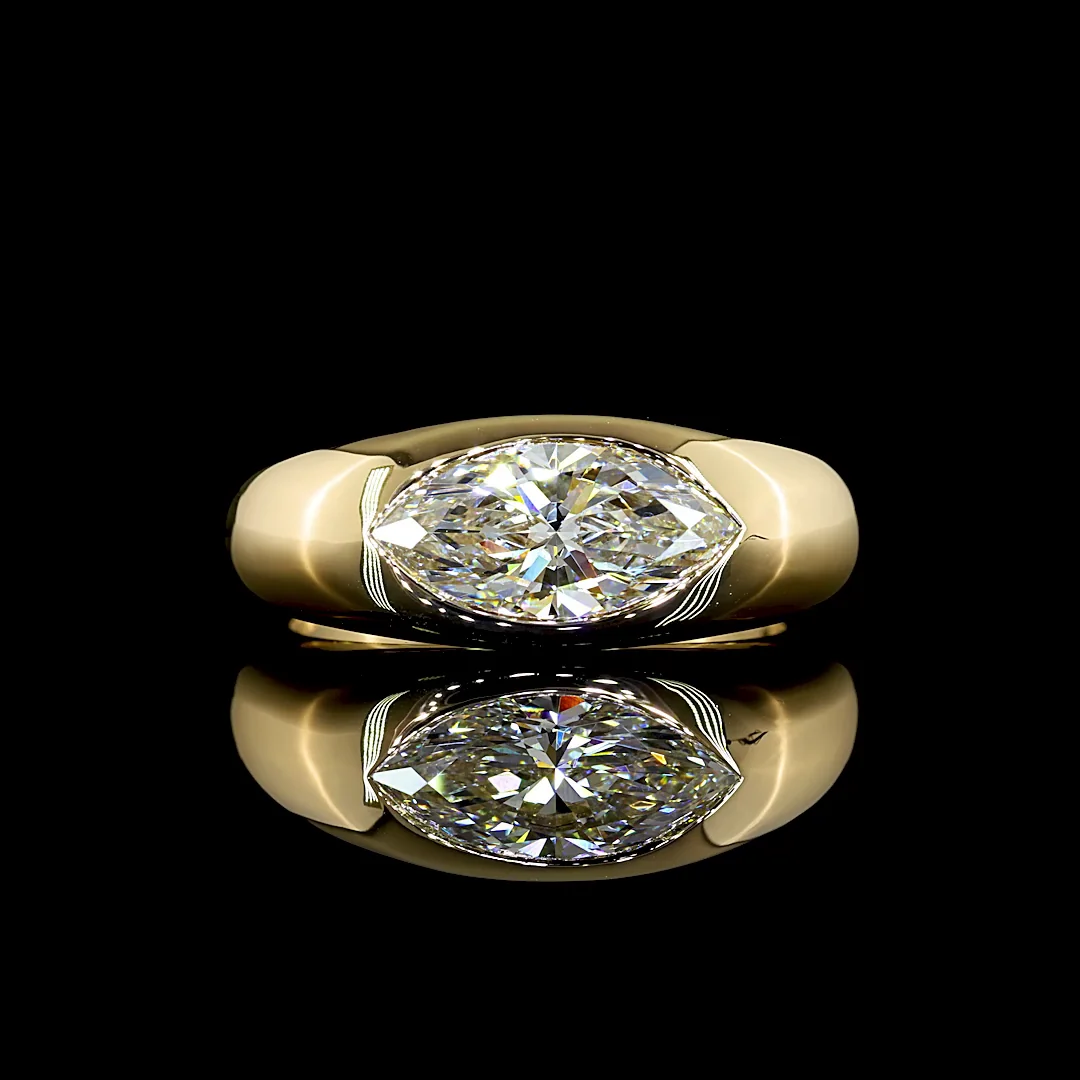 1.6 Cts 14k Yellow Gold Marquise Shape Solitaire Ring