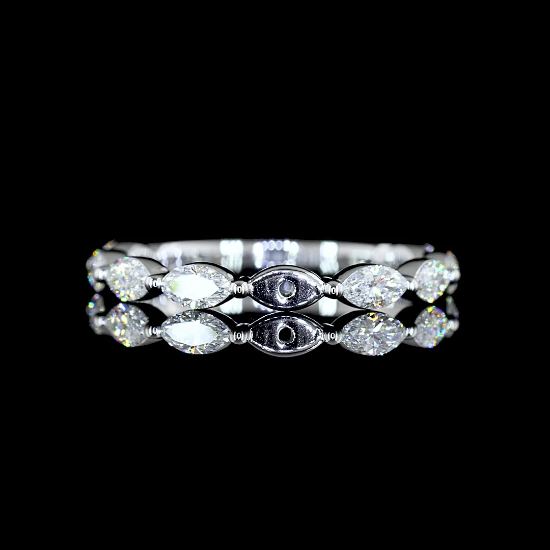 0.7 Cts 18k White Gold Marquise Shape 3/4 Band Eternity Band