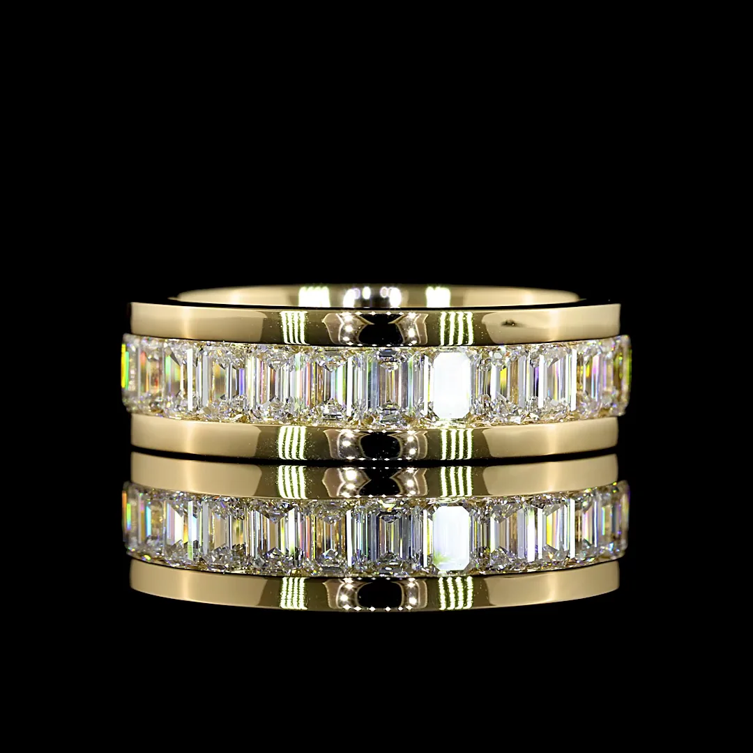 3.93 Cts 14k Yellow Gold Emerald Shape Eternity Band Eternity Band