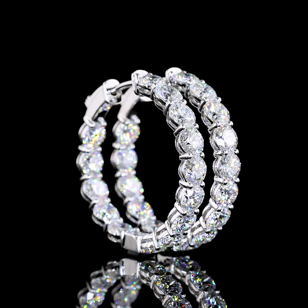 5.73 Cts 14k White Gold Round Shape Hoops Earring