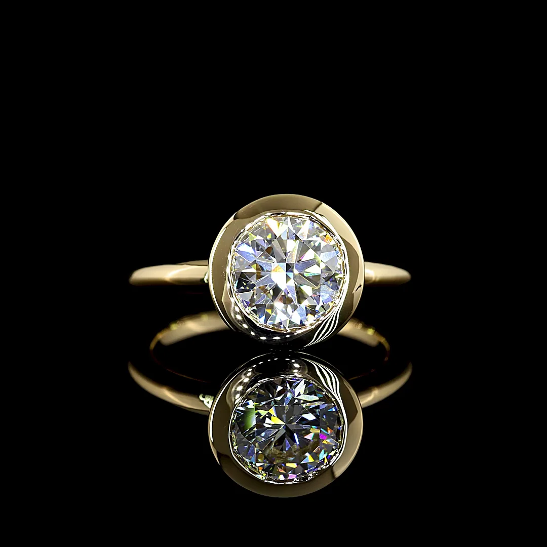 2.53 Cts 14k Yellow Gold Round Shape Hidden Halo Ring