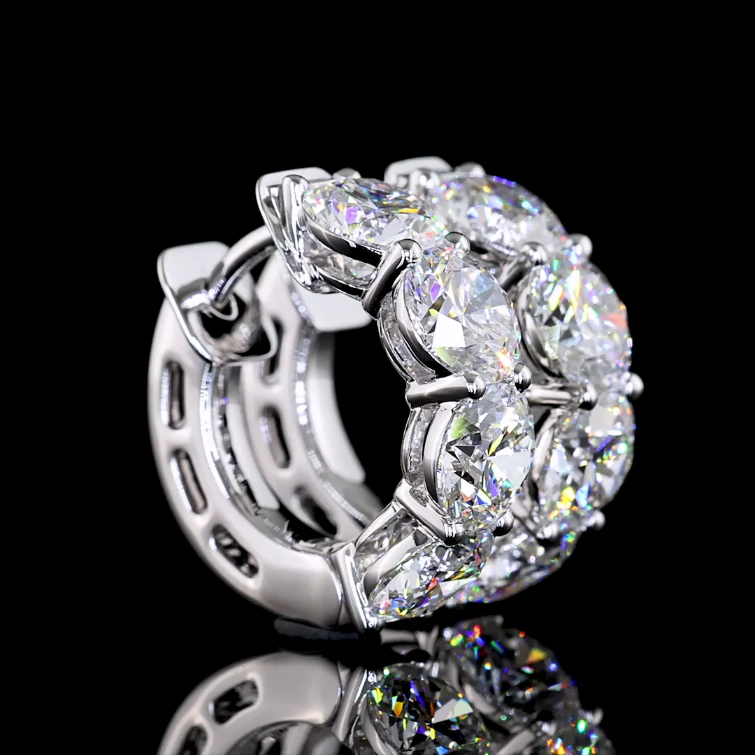 5.07 Cts 14k White Gold Round Shape Huggies Earring