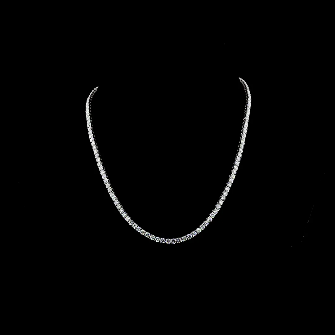 14.69 Cts 14k White Gold Round Shape Tennis Necklace