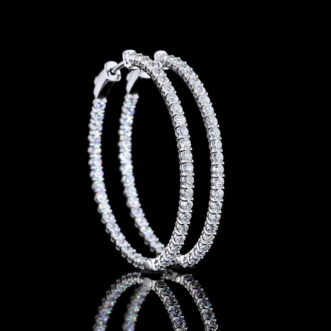 2.66 Cts 14k White Gold Round Shape Hoops Earring