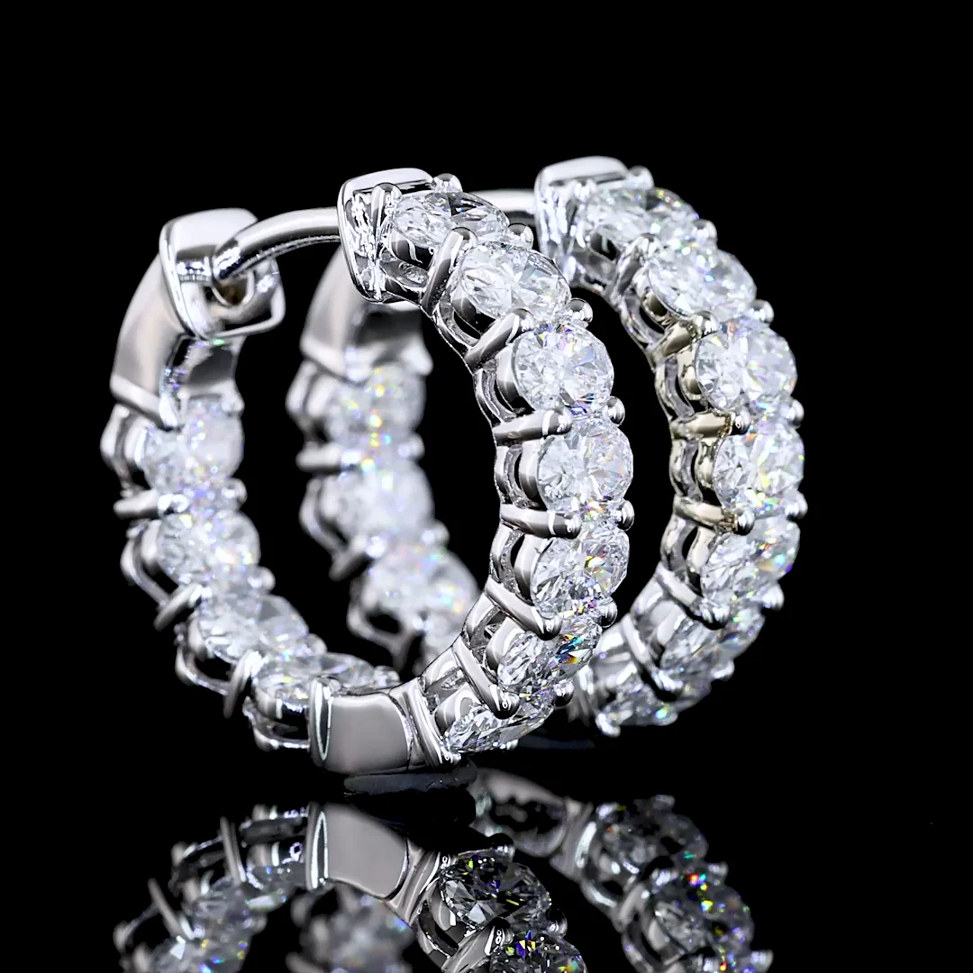 1.54 Cts 14k White Gold Oval Shape Huggies Earring
