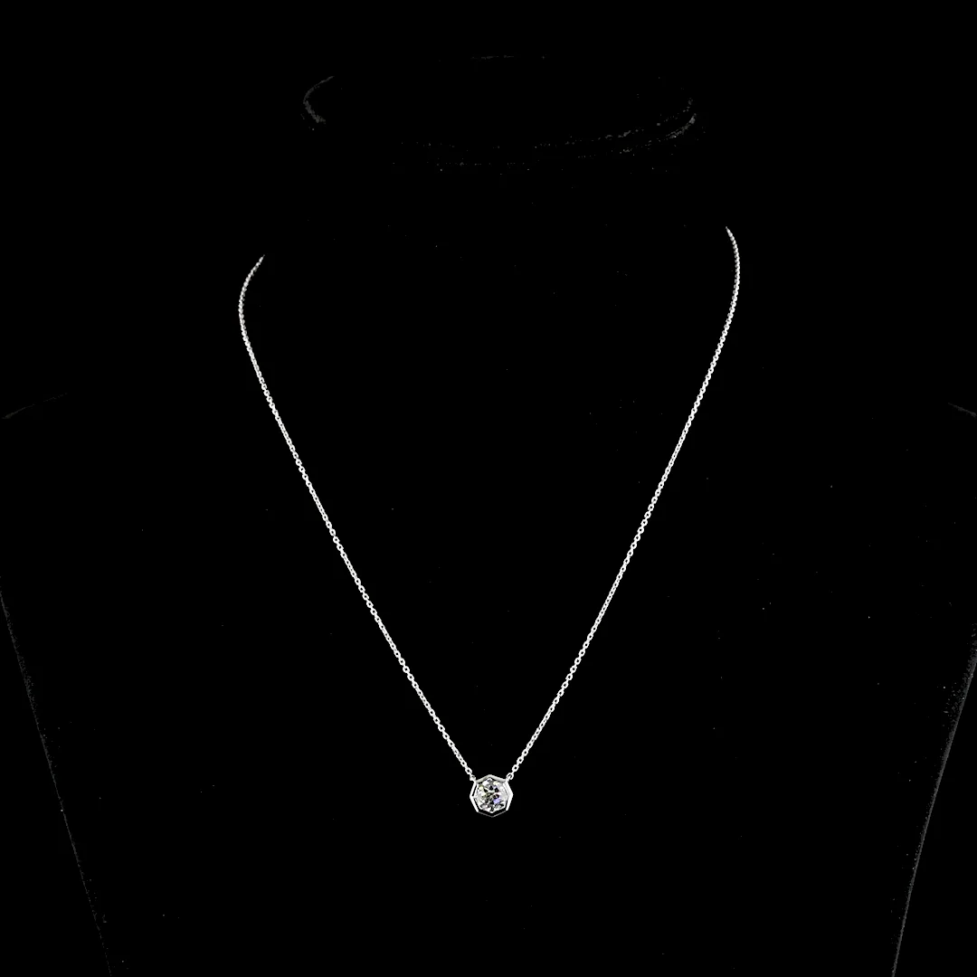 1.5 Cts 14k White Gold Octagon Shape Solitaire Pendant