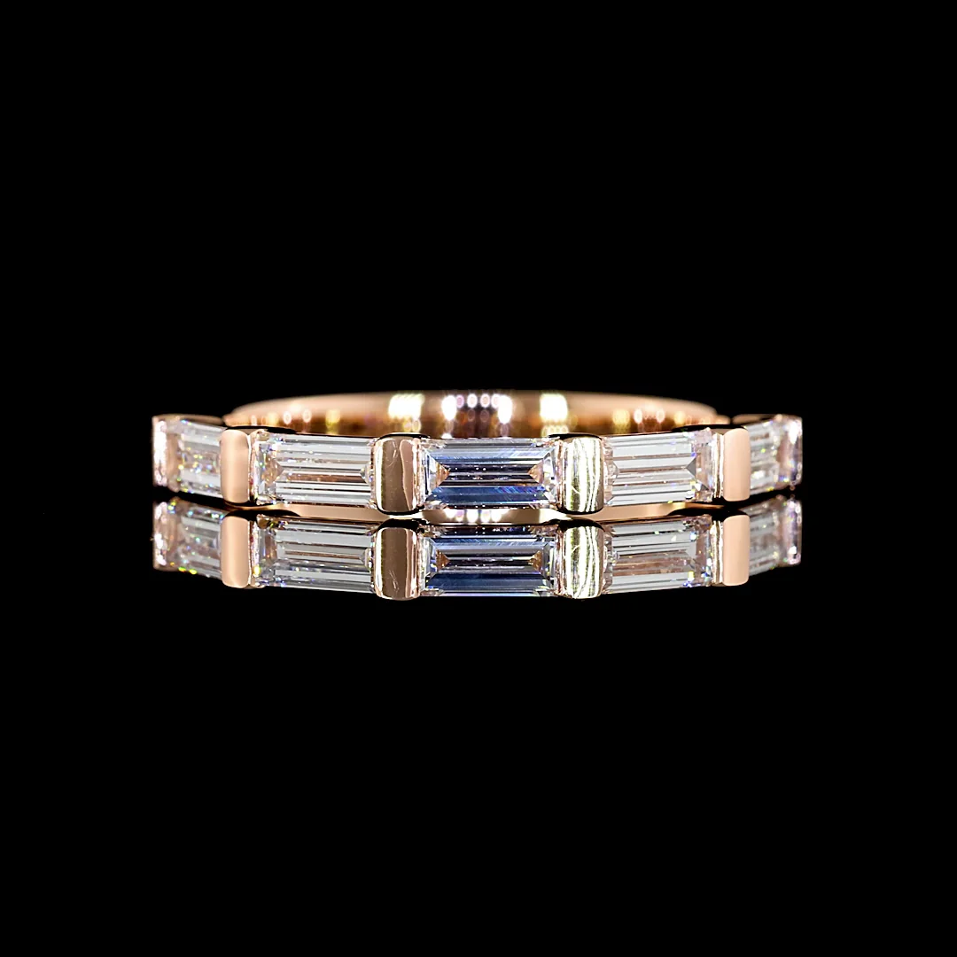 0.57 Cts 14k Rose Gold Baguette Shape 5 Stones Eternity Band