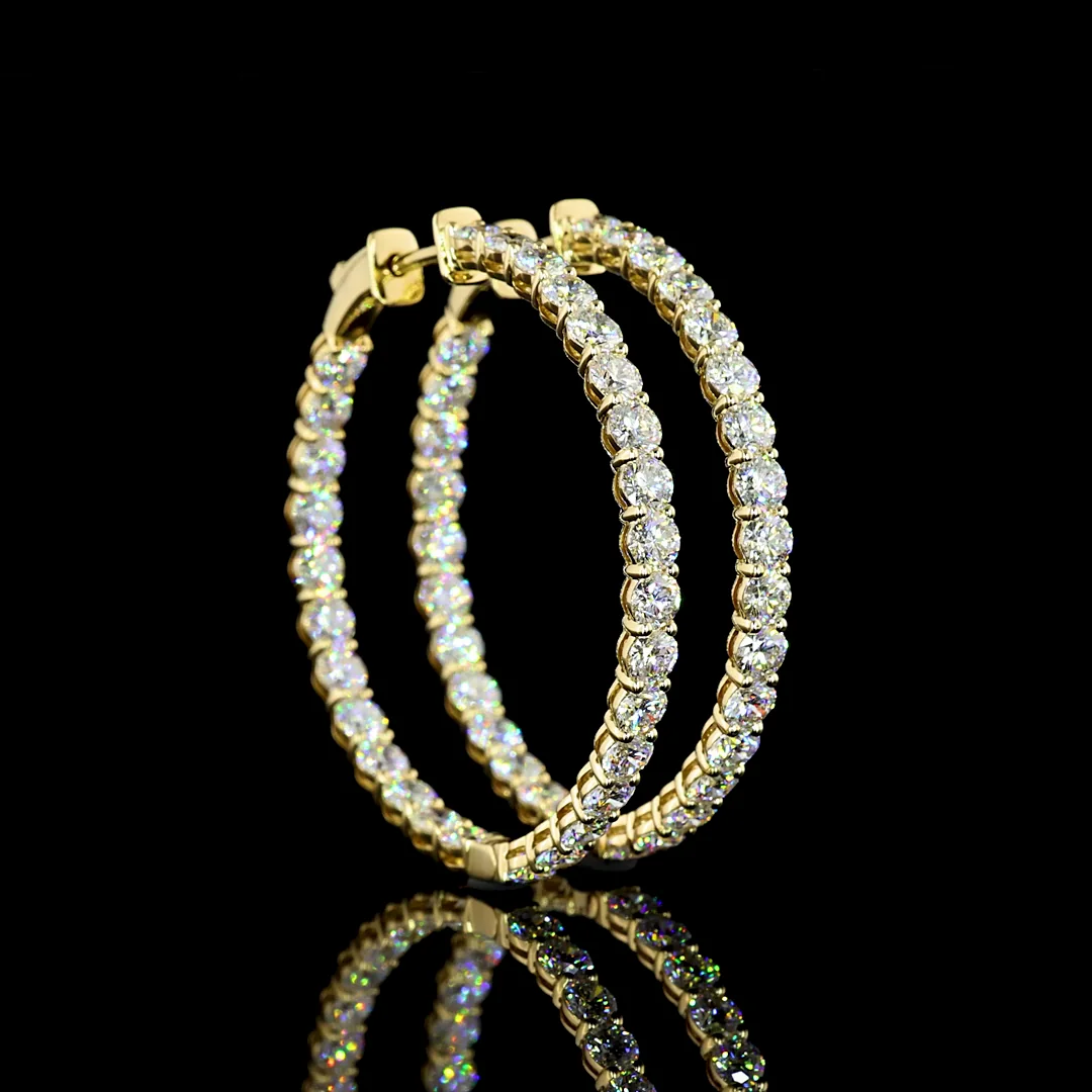 5.39 Cts 14k Yellow Gold Round Shape Hoops Earring
