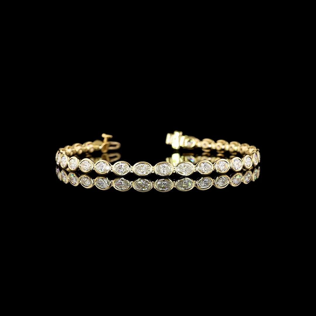 5.79 Cts 14k Yellow Gold Oval Shape Tennis Bracelet