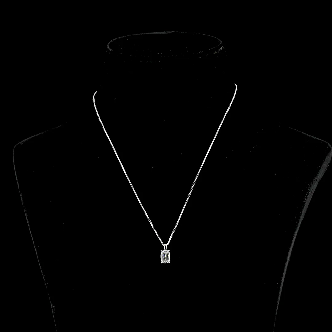 1.61 Cts 14k White Gold Radiant Shape Solitaire Pendant