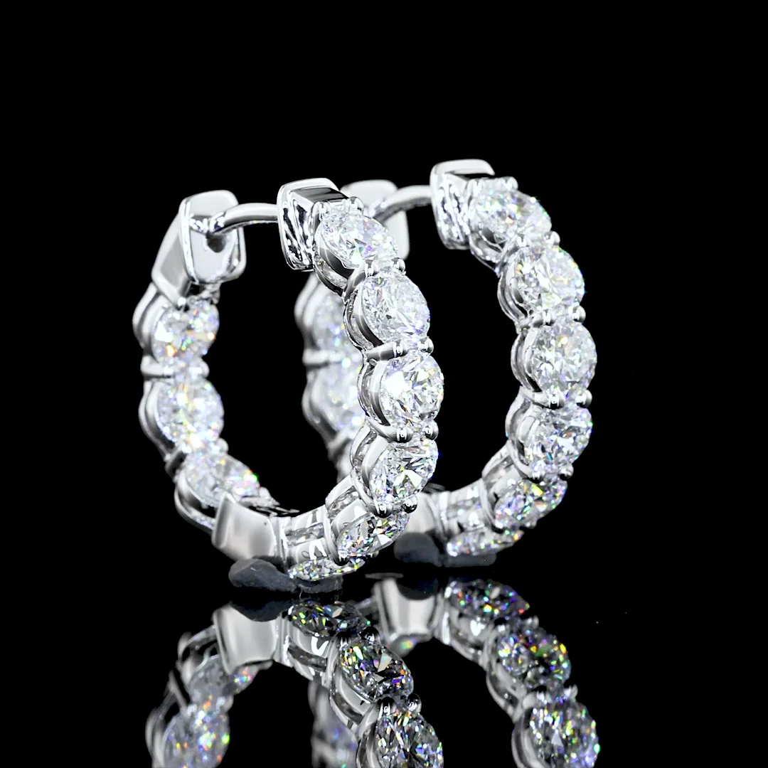 1.47 Cts 14k White Gold Round Shape Huggies Earring