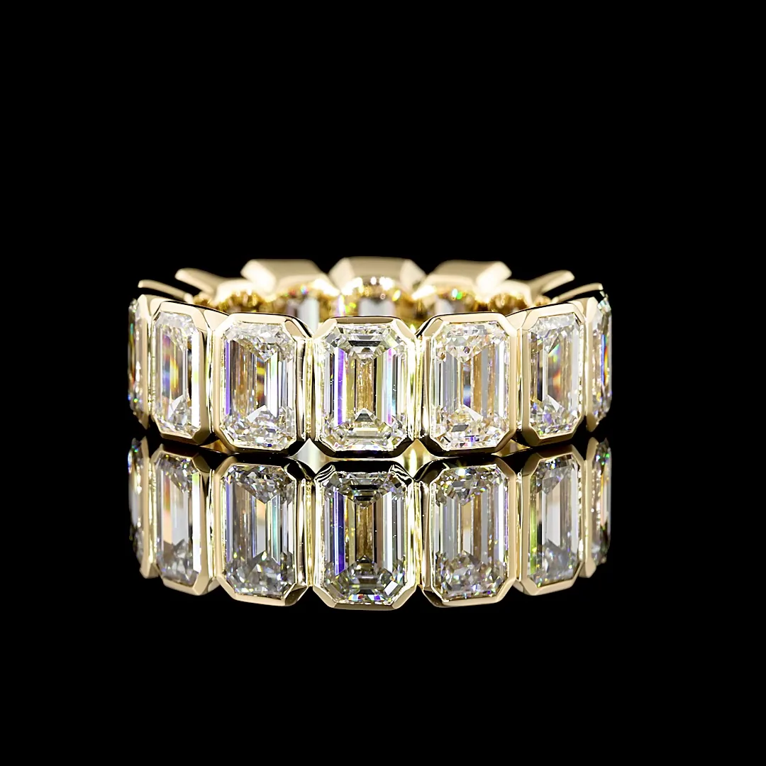 8.66 Cts 18k Yellow Gold Emerald Shape Eternity Band Eternity Band